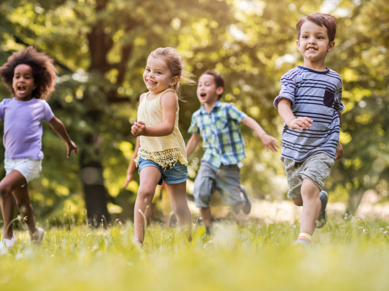 Children running and playing 