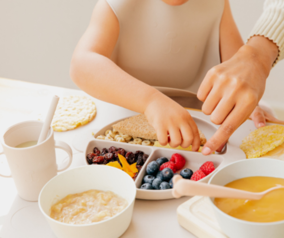 Parent and child eating