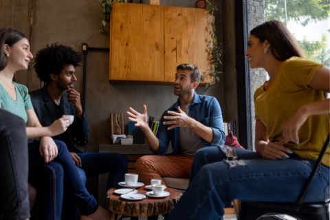 group sitting having a conversation