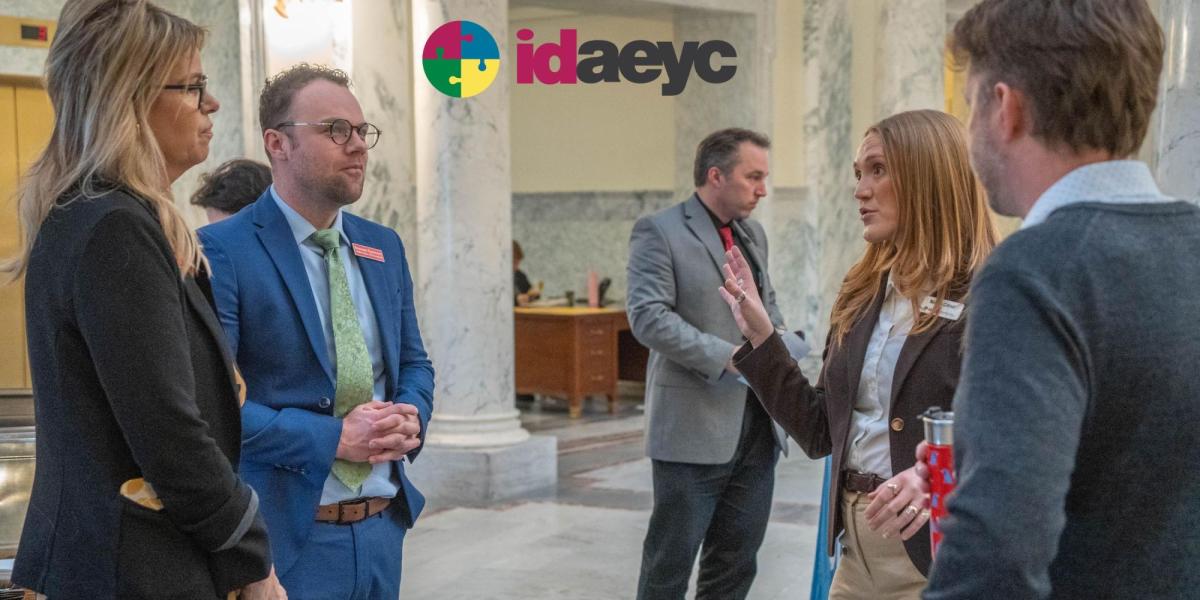 Early learning advocates speak with policymakers inside the Idaho State Capitol during Idaho AEYC’s Early Learning Day.